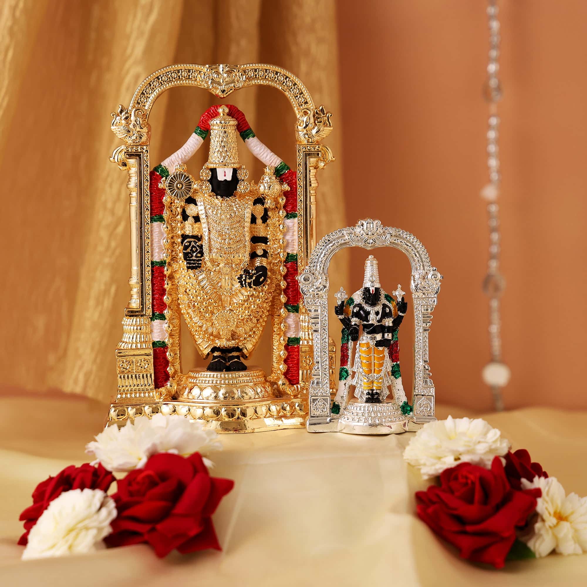 Lord Venkateswara Tirupati Balaji Murti Idol 24 Karat Gold and Silver ...