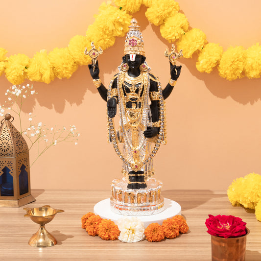 Lord Venkateswara Tirupati Balaji Murti Idol 24 Karat Gold and Silver Plated