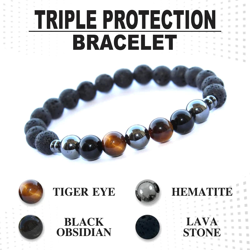 Buy ASTROGHAR Green Tigers Eye Black Obsidian Hematite Crystals Triple Protection  Crystal Bracelet For Men And Women Online  Get 40 Off